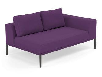 Modern 2 Seater Chaise Lounge Style Sofa with Left Armrest in Deep Purple Fabric-Distinct Designs (London) Ltd