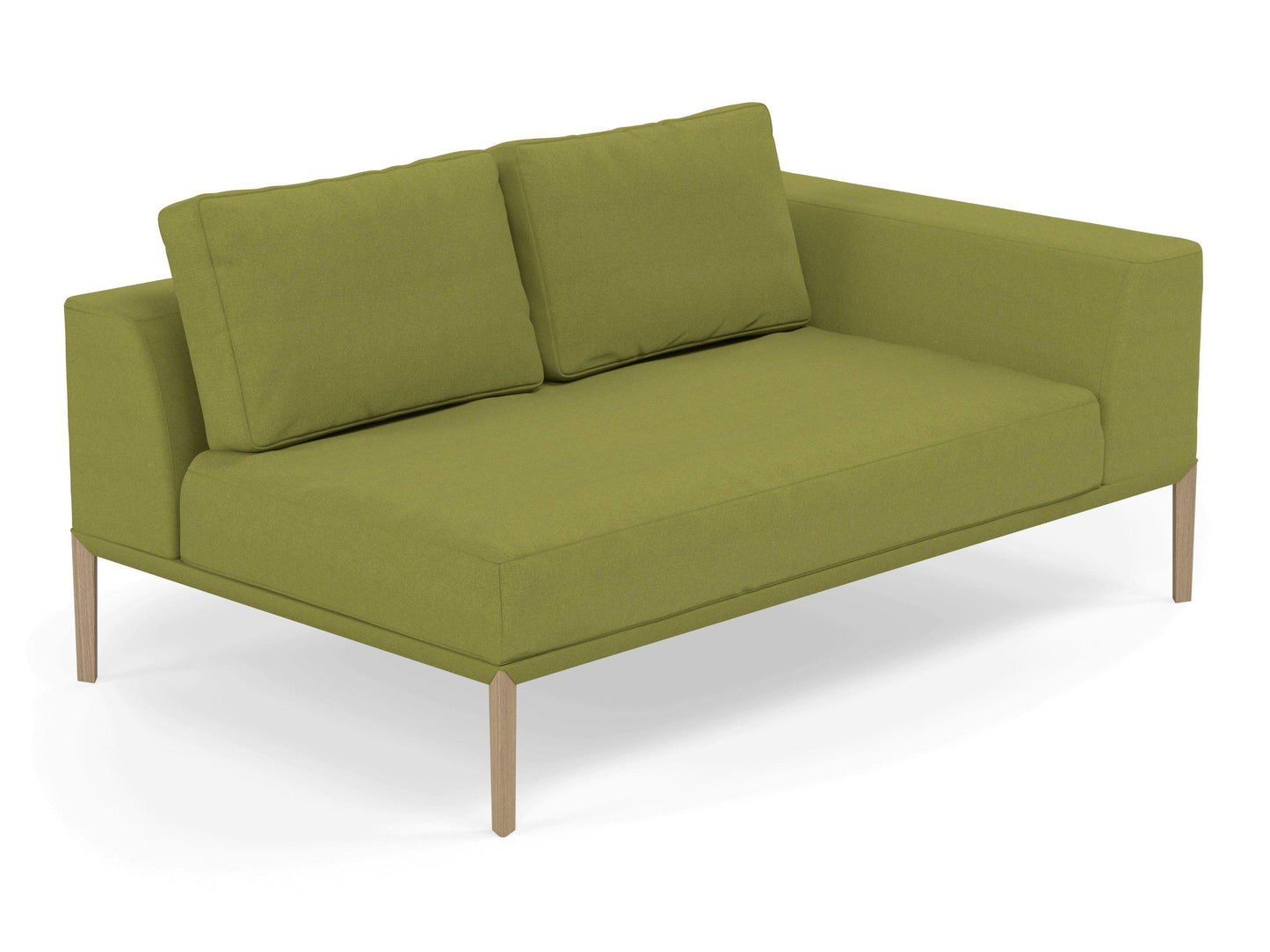 Modern 2 Seater Chaise Lounge Style Sofa with Left Armrest in Lime Green Fabric-Distinct Designs (London) Ltd