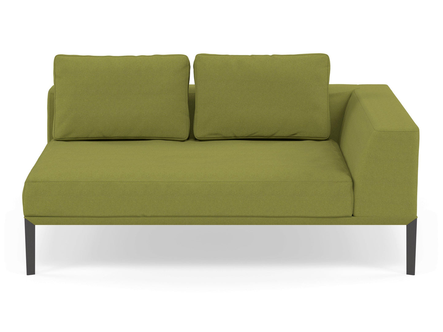 Modern 2 Seater Chaise Lounge Style Sofa with Left Armrest in Lime Green Fabric-Wenge Oak-Distinct Designs (London) Ltd