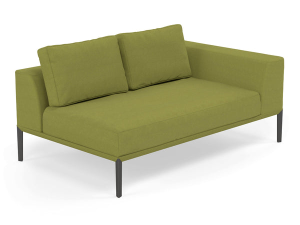 Modern 2 Seater Chaise Lounge Style Sofa with Left Armrest in Lime Green Fabric-Distinct Designs (London) Ltd