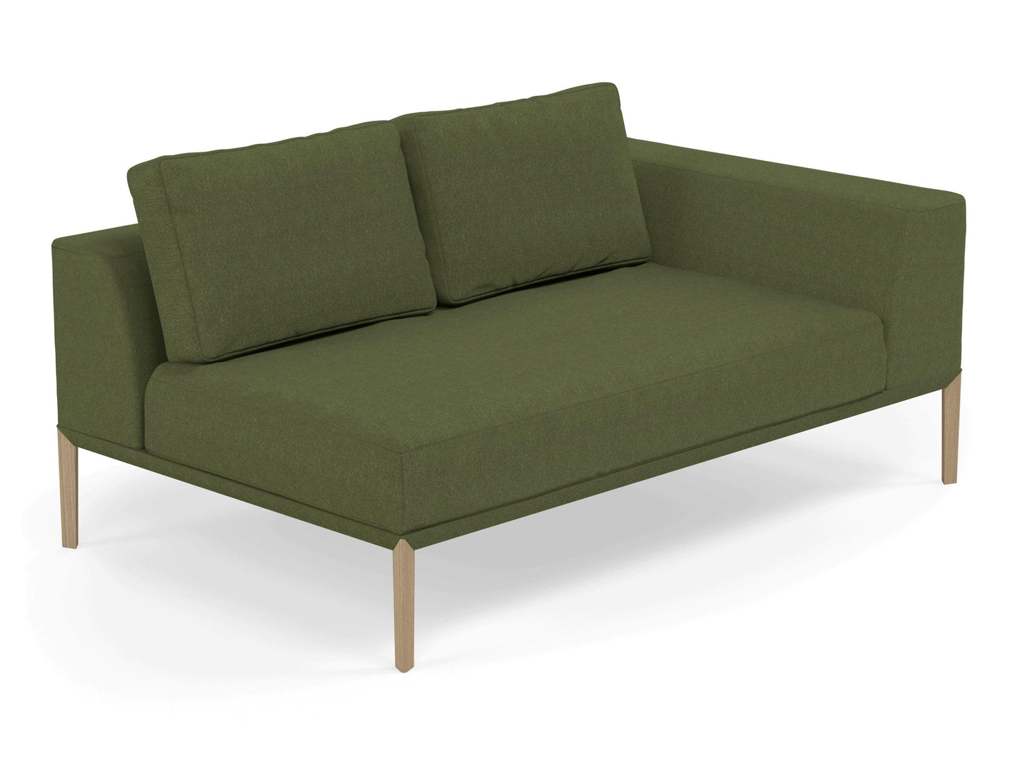 Modern 2 Seater Chaise Lounge Style Sofa with Left Armrest in Seaweed Green Fabric-Distinct Designs (London) Ltd