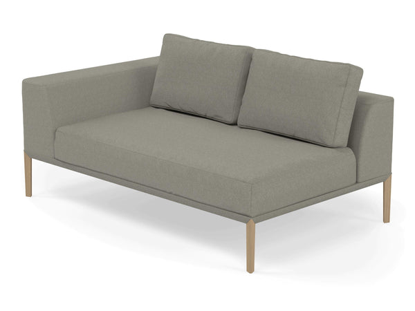 Modern 2 Seater Chaise Lounge Style Sofa with Right Armrest in Silver Grey Fabric-Distinct Designs (London) Ltd