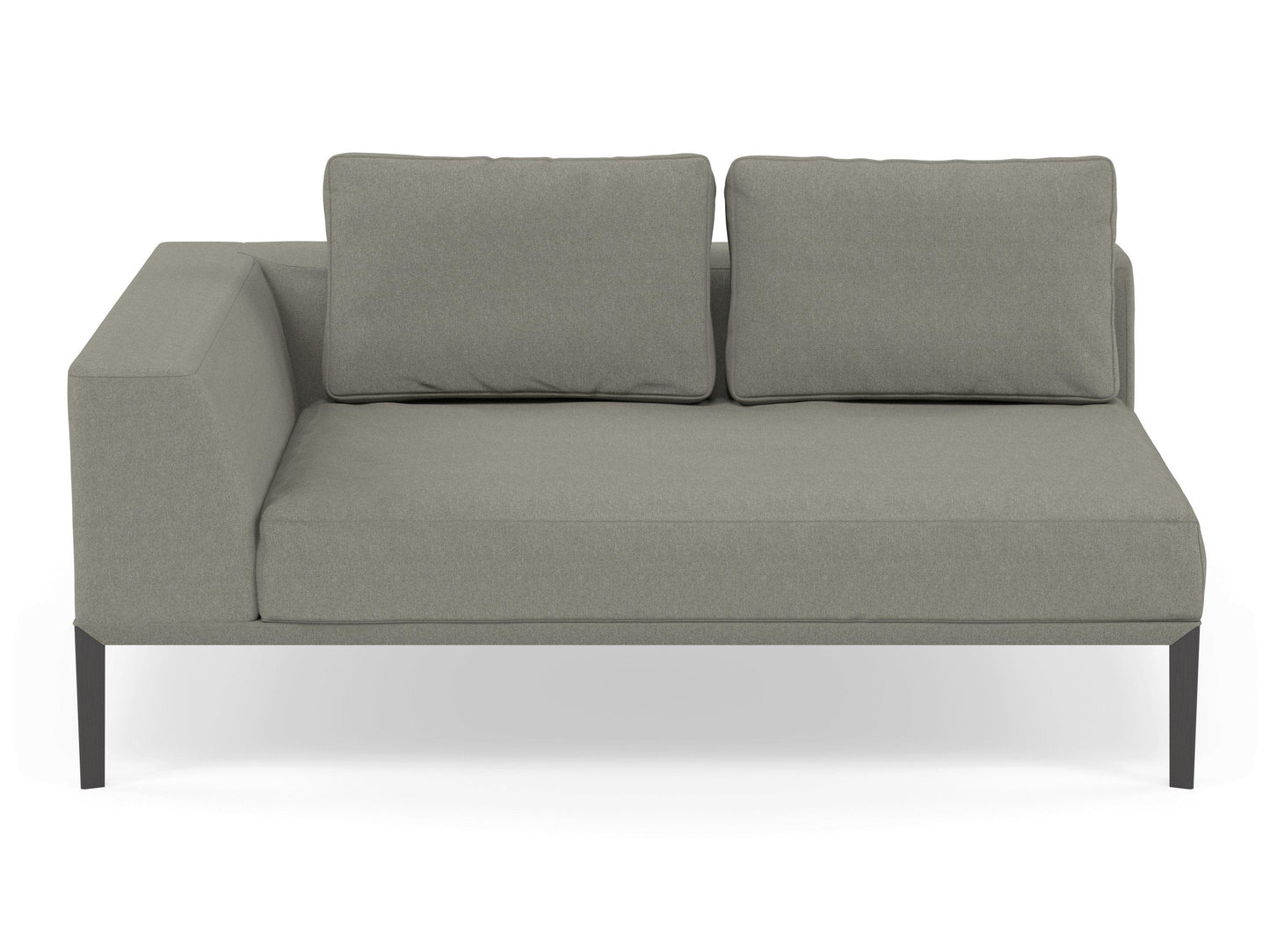 Modern 2 Seater Chaise Lounge Style Sofa with Right Armrest in Silver Grey Fabric-Wenge Oak-Distinct Designs (London) Ltd