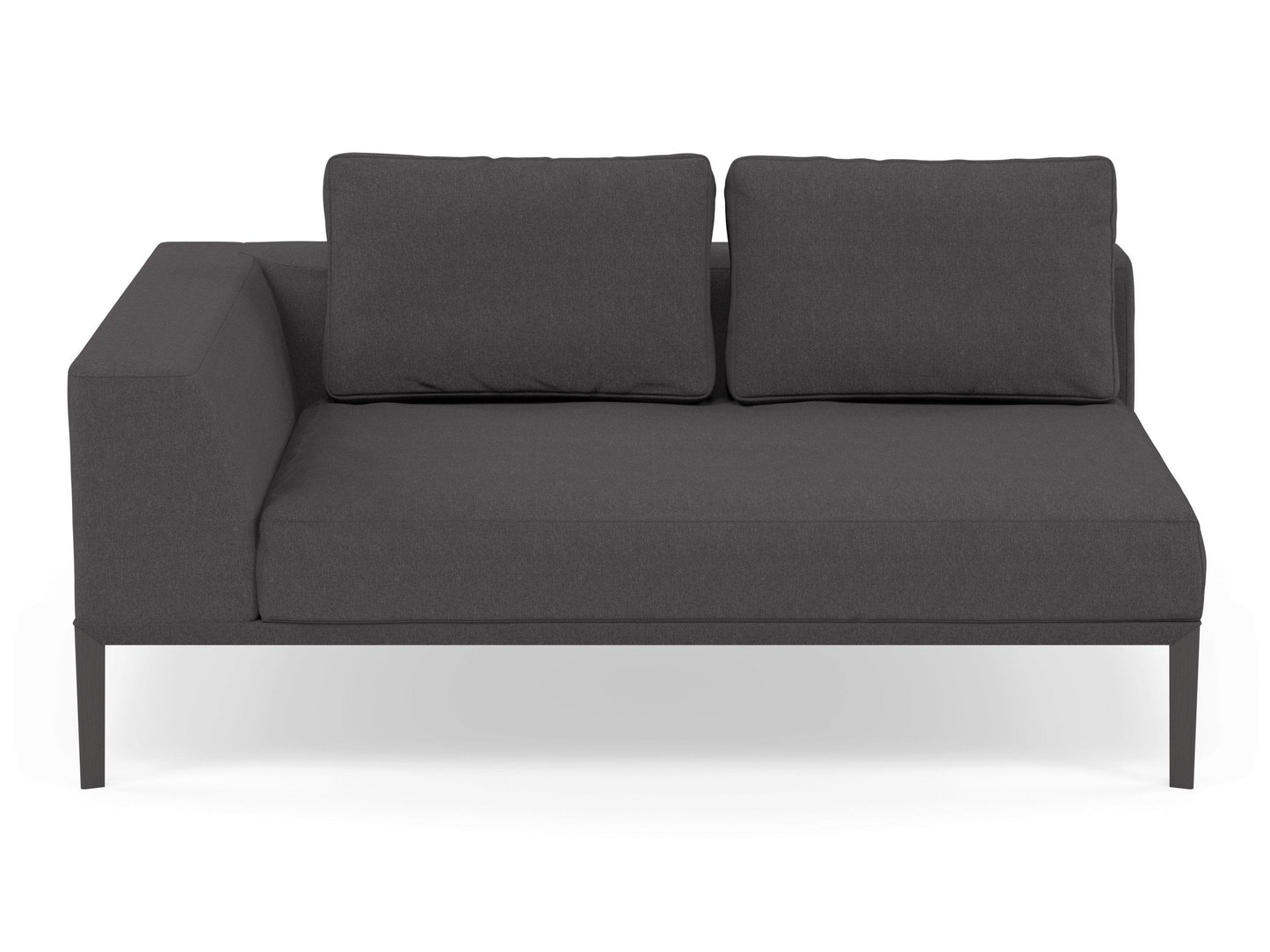 Modern 2 Seater Chaise Lounge Style Sofa with Right Armrest in Slate Grey Fabric-Wenge Oak-Distinct Designs (London) Ltd