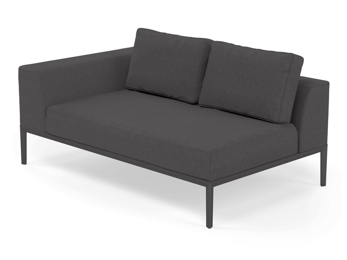 Modern 2 Seater Chaise Lounge Style Sofa with Right Armrest in Slate Grey Fabric-Distinct Designs (London) Ltd