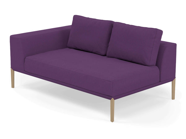 Modern 2 Seater Chaise Lounge Style Sofa with Right Armrest in Deep Purple Fabric-Distinct Designs (London) Ltd