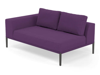 Modern 2 Seater Chaise Lounge Style Sofa with Right Armrest in Deep Purple Fabric-Distinct Designs (London) Ltd