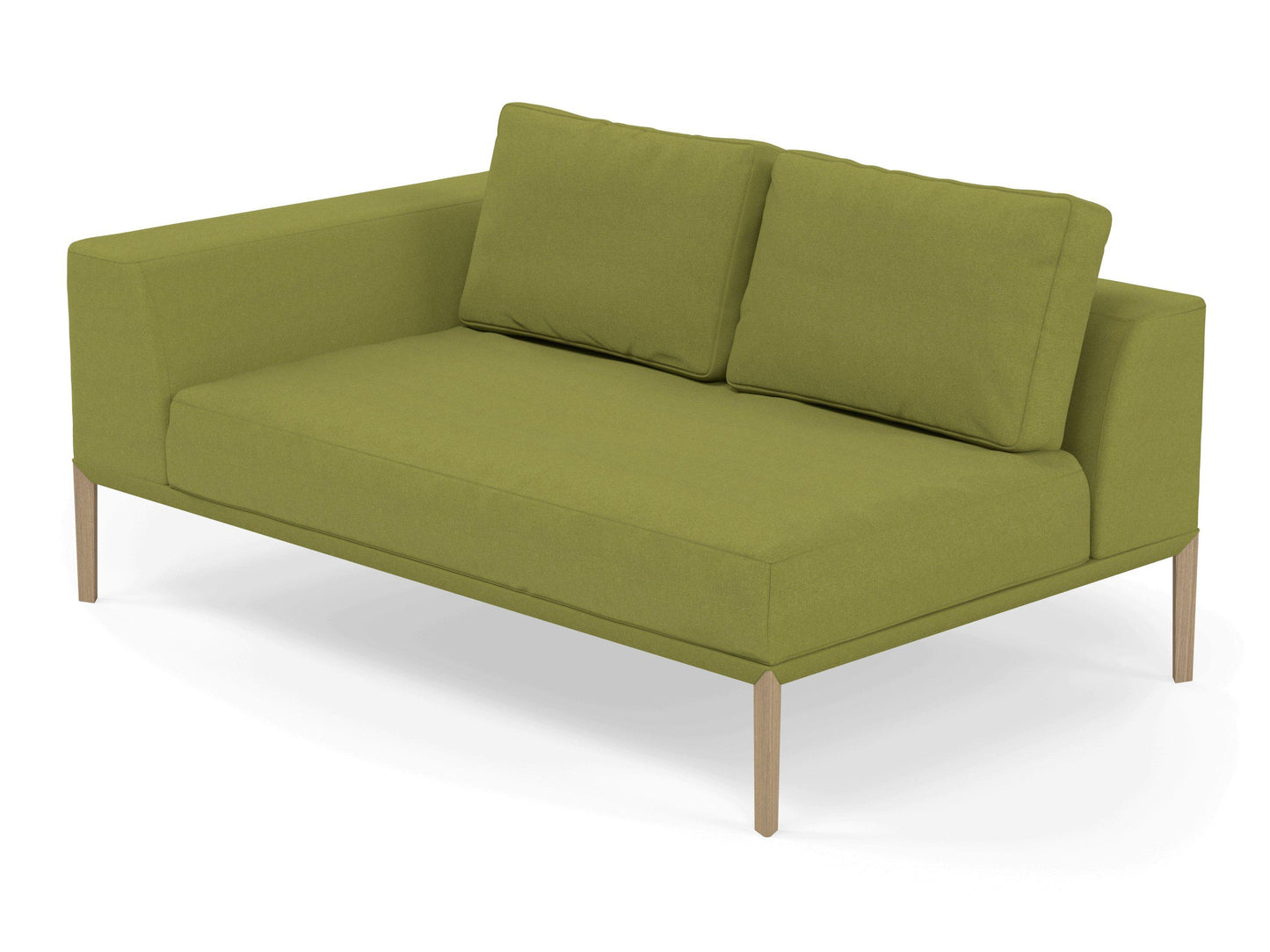 Modern 2 Seater Chaise Lounge Style Sofa with Right Armrest in Lime Green Fabric-Distinct Designs (London) Ltd