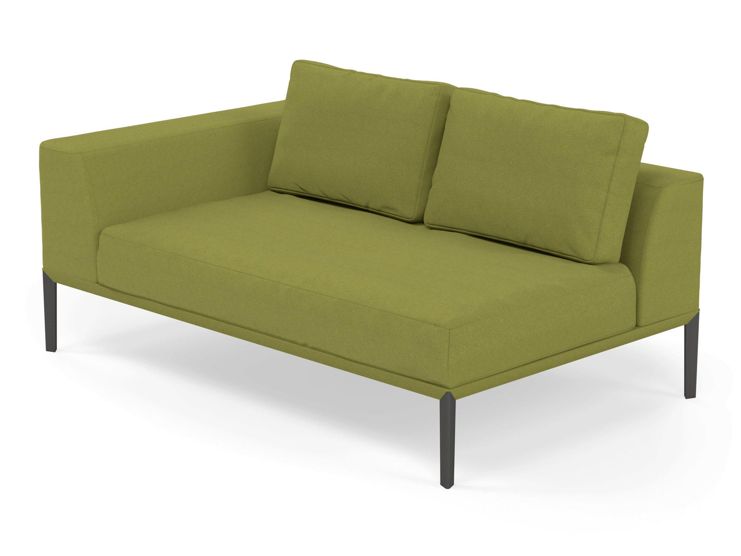 Modern 2 Seater Chaise Lounge Style Sofa with Right Armrest in Lime Green Fabric-Distinct Designs (London) Ltd