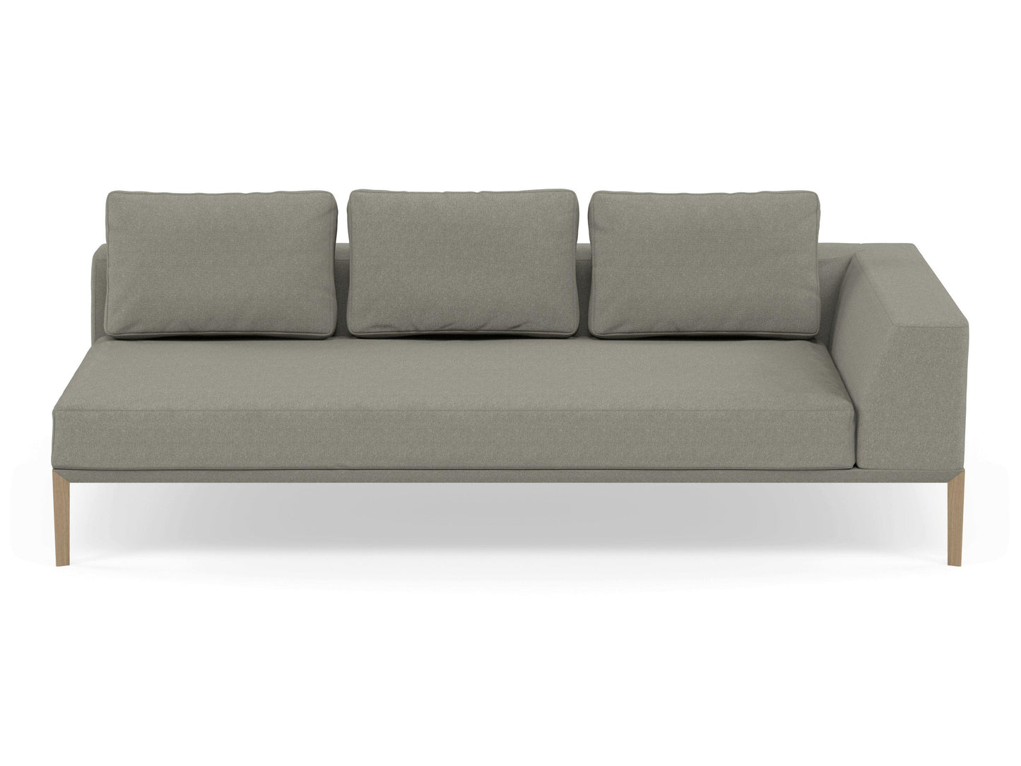 Modern 3 Seater Chaise Lounge Style Sofa with Left Armrest in Silver Grey Fabric-Natural Oak-Distinct Designs (London) Ltd