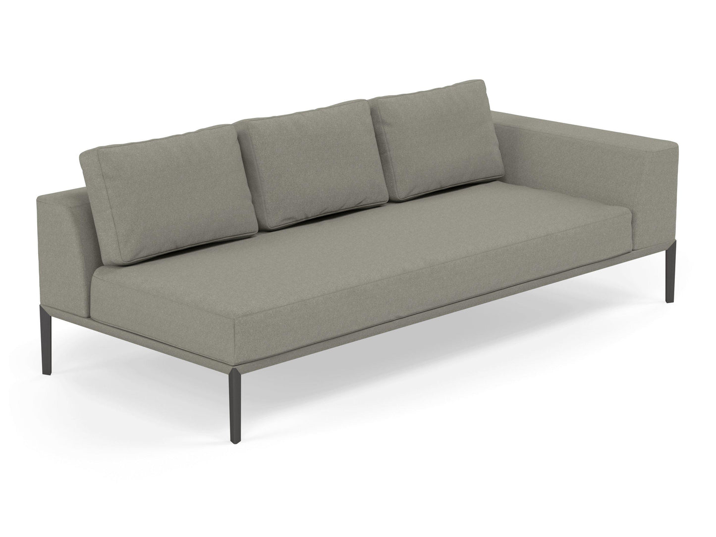 Modern 3 Seater Chaise Lounge Style Sofa with Left Armrest in Silver Grey Fabric-Distinct Designs (London) Ltd