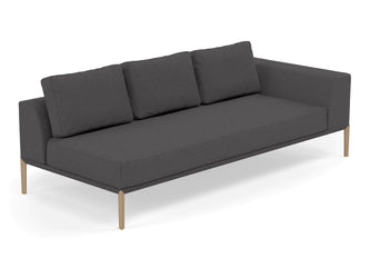 Modern 3 Seater Chaise Lounge Style Sofa with Left Armrest in Slate Grey Fabric-Distinct Designs (London) Ltd