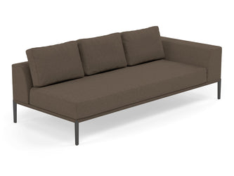 Modern 3 Seater Chaise Lounge Style Sofa with Left Armrest in Coffee Brown Fabric-Distinct Designs (London) Ltd