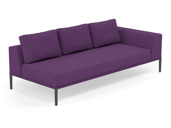 Modern 3 Seater Chaise Lounge Style Sofa with Left Armrest in Deep Purple Fabric-Distinct Designs (London) Ltd