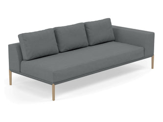Modern 3 Seater Chaise Lounge Style Sofa with Left Armrest in Sea Spray Blue Fabric-Distinct Designs (London) Ltd