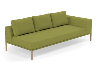 Modern 3 Seater Chaise Lounge Style Sofa with Left Armrest in Lime Green Fabric-Distinct Designs (London) Ltd