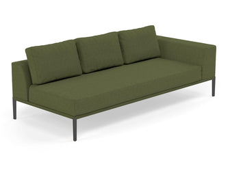 Modern 3 Seater Chaise Lounge Style Sofa with Left Armrest in Seaweed Green Fabric-Distinct Designs (London) Ltd