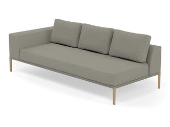 Modern 3 Seater Chaise Lounge Style Sofa with Right Armrest in Silver Grey Fabric-Distinct Designs (London) Ltd
