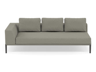 Modern 3 Seater Chaise Lounge Style Sofa with Right Armrest in Silver Grey Fabric-Wenge Oak-Distinct Designs (London) Ltd