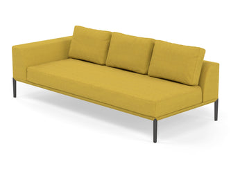 Modern 3 Seater Chaise Lounge Style Sofa with Right Armrest in Vibrant Mustard Fabric-Distinct Designs (London) Ltd