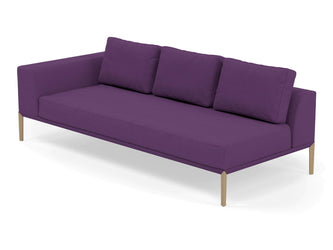 Modern 3 Seater Chaise Lounge Style Sofa with Right Armrest in Deep Purple Fabric-Distinct Designs (London) Ltd