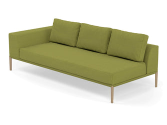 Modern 3 Seater Chaise Lounge Style Sofa with Right Armrest in Lime Green Fabric-Distinct Designs (London) Ltd