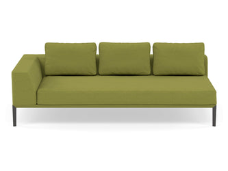 Modern 3 Seater Chaise Lounge Style Sofa with Right Armrest in Lime Green Fabric-Wenge Oak-Distinct Designs (London) Ltd