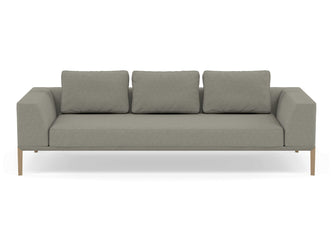 Modern 3 Seater Sofa with 2 Armrests in Silver Grey Fabric-Natural Oak-Distinct Designs (London) Ltd