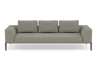 Modern 3 Seater Sofa with 2 Armrests in Silver Grey Fabric-Wenge Oak-Distinct Designs (London) Ltd