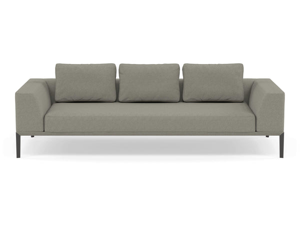 Modern 3 Seater Sofa with 2 Armrests in Silver Grey Fabric-Wenge Oak-Distinct Designs (London) Ltd
