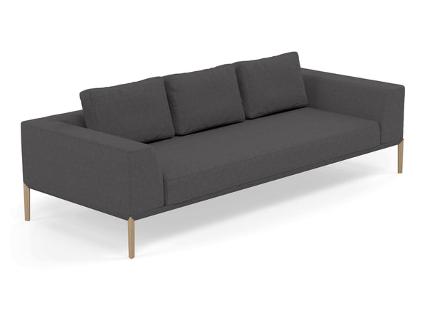 Modern 3 Seater Sofa with 2 Armrests in Slate Grey Fabric-Distinct Designs (London) Ltd