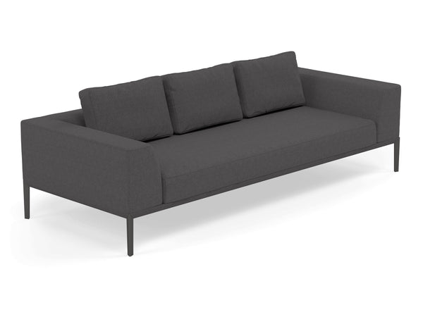 Modern 3 Seater Sofa with 2 Armrests in Slate Grey Fabric-Distinct Designs (London) Ltd
