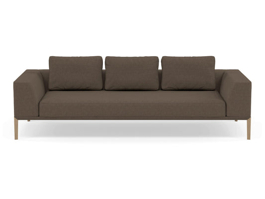 Modern 3 Seater Sofa with 2 Armrests in Coffee Brown-Natural Oak-Distinct Designs (London) Ltd