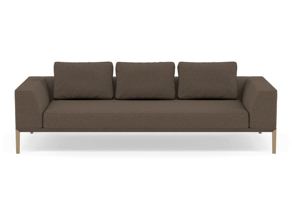 Modern 3 Seater Sofa with 2 Armrests in Coffee Brown-Natural Oak-Distinct Designs (London) Ltd