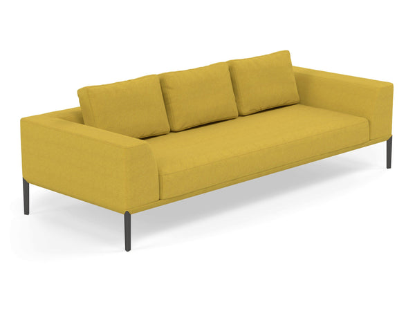 Modern 3 Seater Sofa with 2 Armrests in Vibrant Mustard Fabric-Distinct Designs (London) Ltd