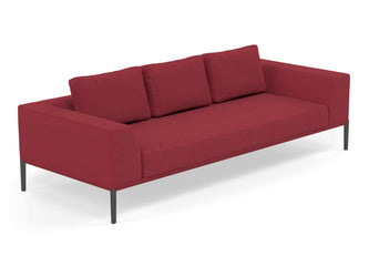Modern 3 Seater Sofa with 2 Armrests in Rasberry Red Fabric-Distinct Designs (London) Ltd