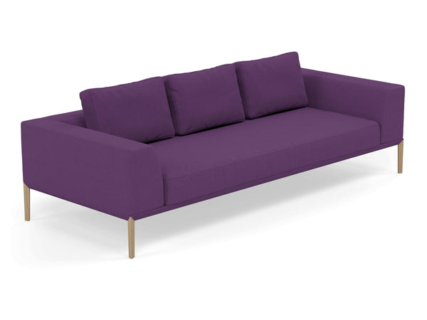 Modern 3 Seater Sofa with Armrests in Deep Purple Fabric for lounge, hotel, bar, restaurant-Distinct Designs (London) Ltd
