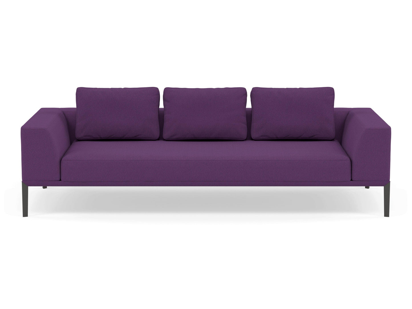 Modern 3 Seater Sofa with Armrests in Deep Purple Fabric for lounge, hotel, bar, restaurant-Wenge Oak-Distinct Designs (London) Ltd
