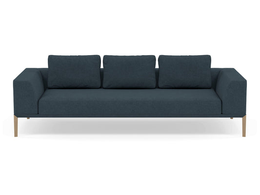 Modern 3 Seater Sofa with 2 Armrests in Denim Blue-Natural Oak-Distinct Designs (London) Ltd