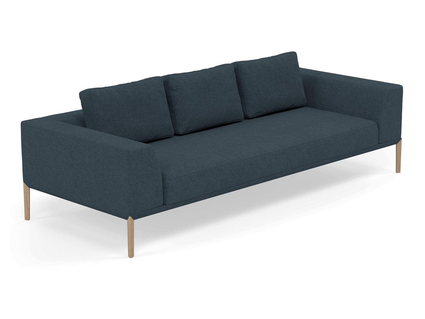 Modern 3 Seater Sofa with 2 Armrests in Denim Blue-Distinct Designs (London) Ltd