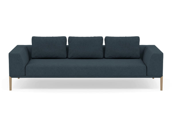 Modern 3 Seater Sofa with 2 Armrests in Denim Blue-Natural Oak-Distinct Designs (London) Ltd