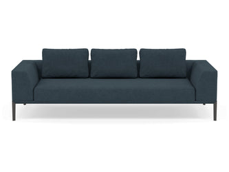 Modern 3 Seater Sofa with 2 Armrests in Denim Blue-Wenge Oak-Distinct Designs (London) Ltd