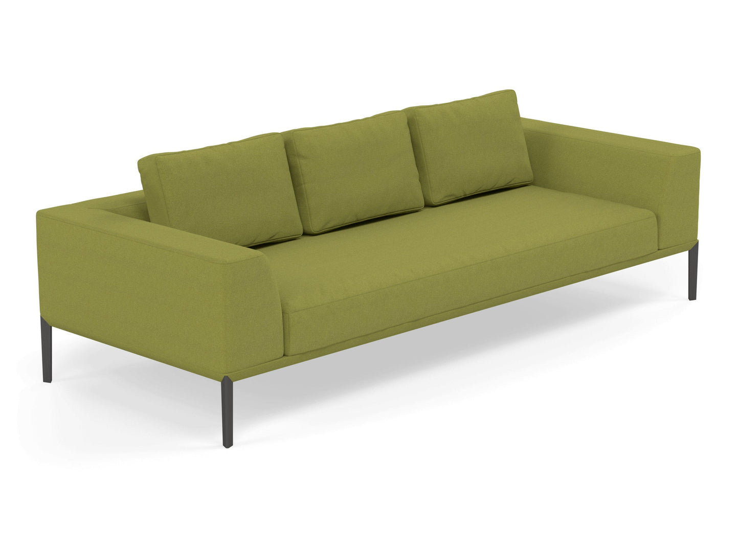 Modern 3 Seater Sofa with 2 Armrests in Lime Green Fabric-Distinct Designs (London) Ltd