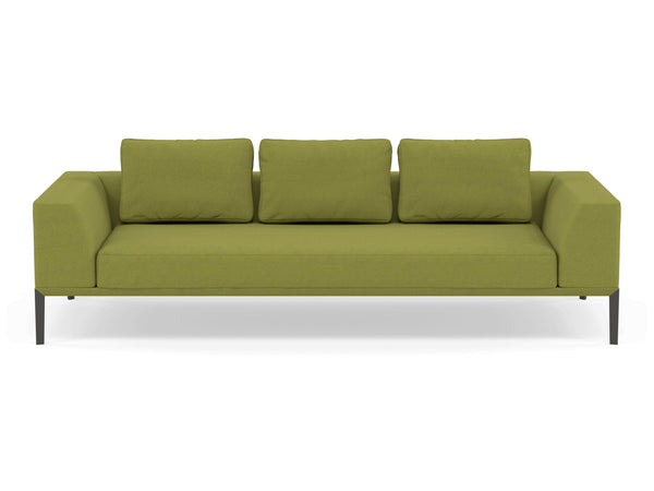 Modern 3 Seater Sofa with 2 Armrests in Lime Green Fabric-Wenge Oak-Distinct Designs (London) Ltd