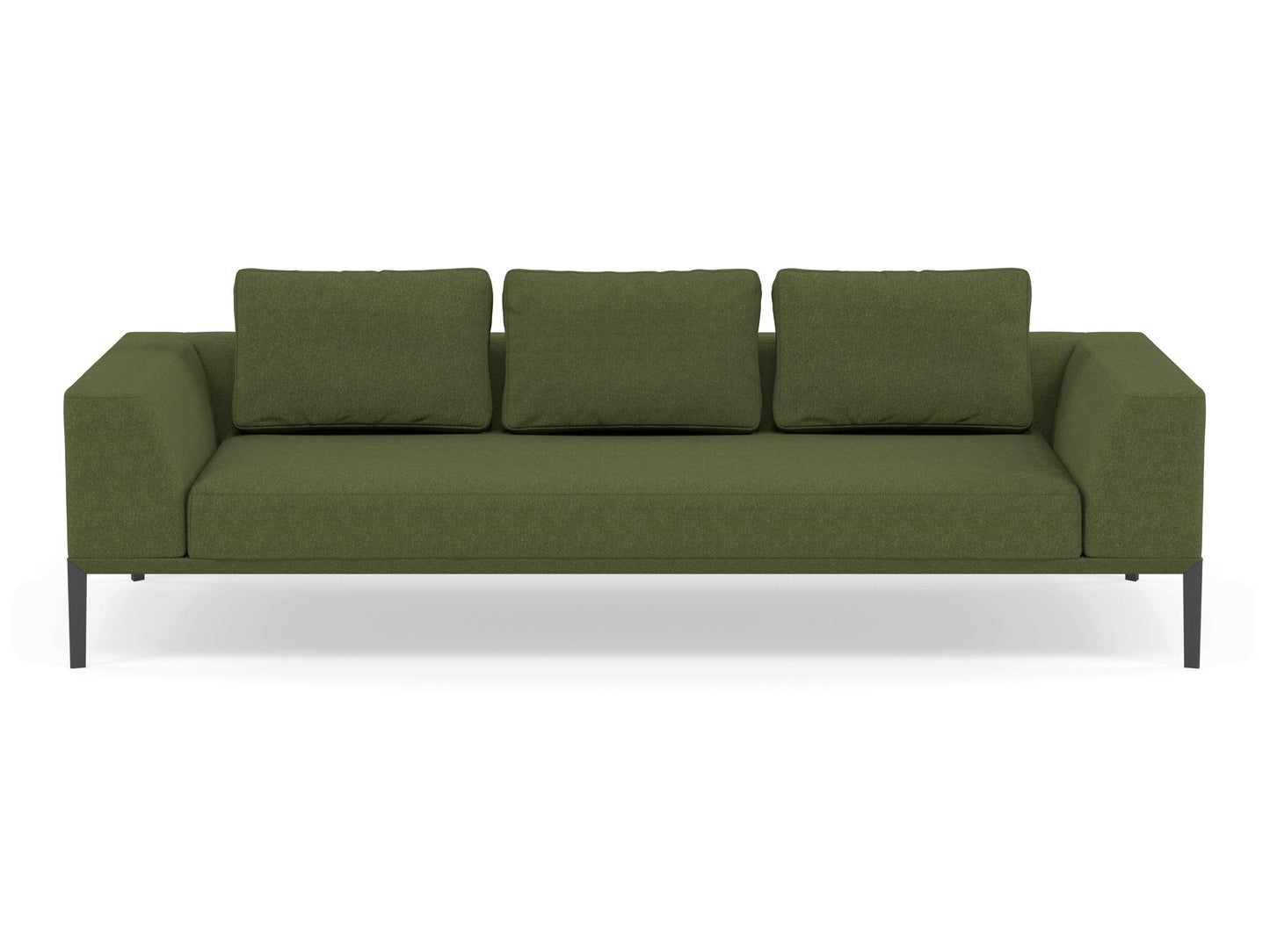 Modern 3 Seater Sofa with 2 Armrests in Seaweed Green Fabric-Wenge Oak-Distinct Designs (London) Ltd