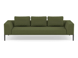 Modern 3 Seater Sofa with 2 Armrests in Seaweed Green Fabric-Wenge Oak-Distinct Designs (London) Ltd
