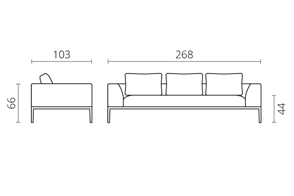 Modern 3 Seater Sofa with 2 Armrests in Seaweed Green Fabric-Distinct Designs (London) Ltd