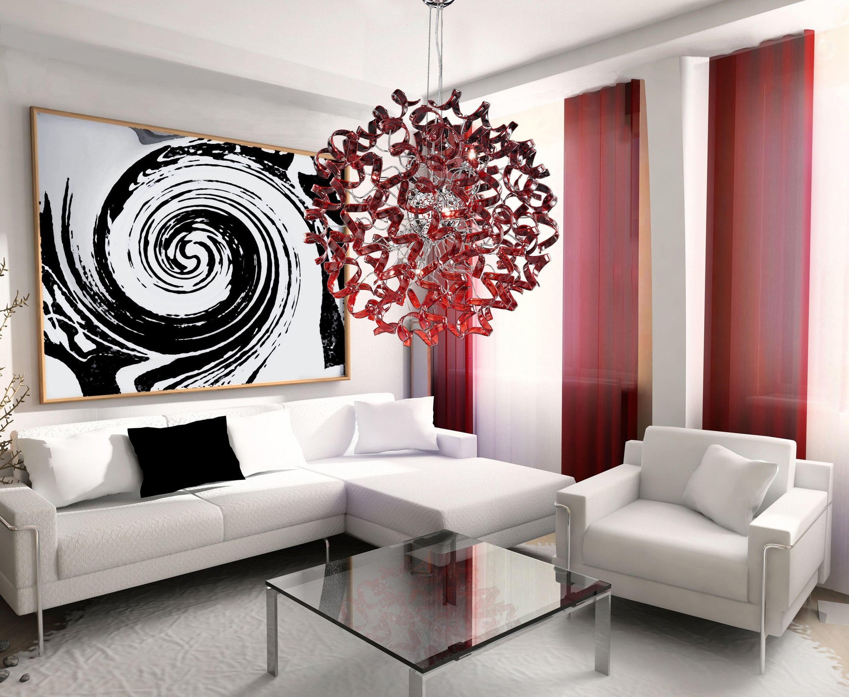 Abstract Glass Ribbon Pendant Light Hanging Globe Ceiling Lamp Fixture ...