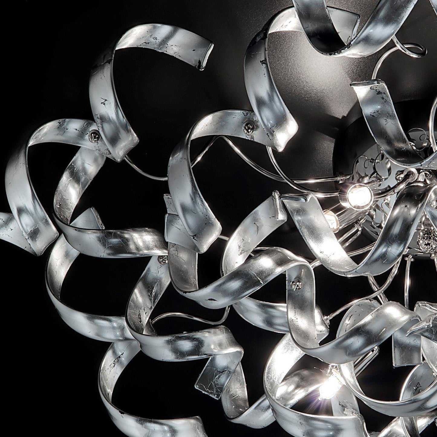 Abstract Glass Ribbon Pendant Light Hanging Globe Ceiling Lamp Fixture 80cm diameter-Chrome-Silver-Distinct Designs (London) Ltd