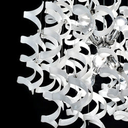 Abstract Glass Ribbon Pendant Light Hanging Globe Ceiling Lamp Fixture 80cm diameter-Chrome-White-Distinct Designs (London) Ltd